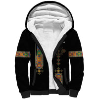 Ethiopia Saba Kemis Sherpa Hoodie Ethiopian Cross Lion Of Judah Black Color