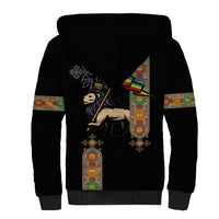 Ethiopia Saba Kemis Sherpa Hoodie Ethiopian Cross Lion Of Judah Black Color