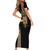Ethiopia Saba Kemis Short Sleeve Bodycon Dress Ethiopian Cross Lion Of Judah Black Color