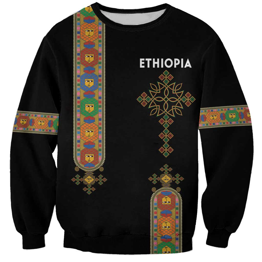 Ethiopia Saba Kemis Sweatshirt Ethiopian Cross Lion Of Judah Black Color