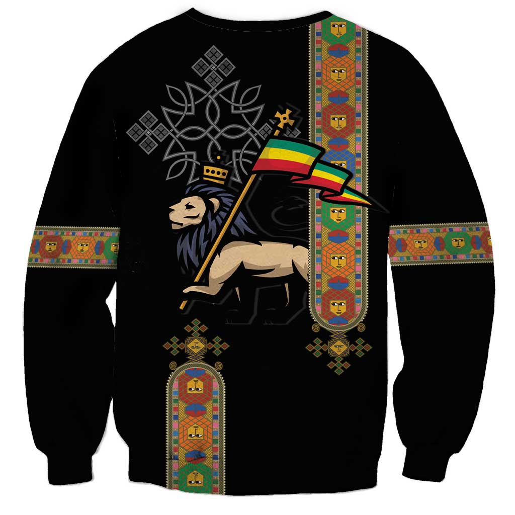 Ethiopia Saba Kemis Sweatshirt Ethiopian Cross Lion Of Judah Black Color
