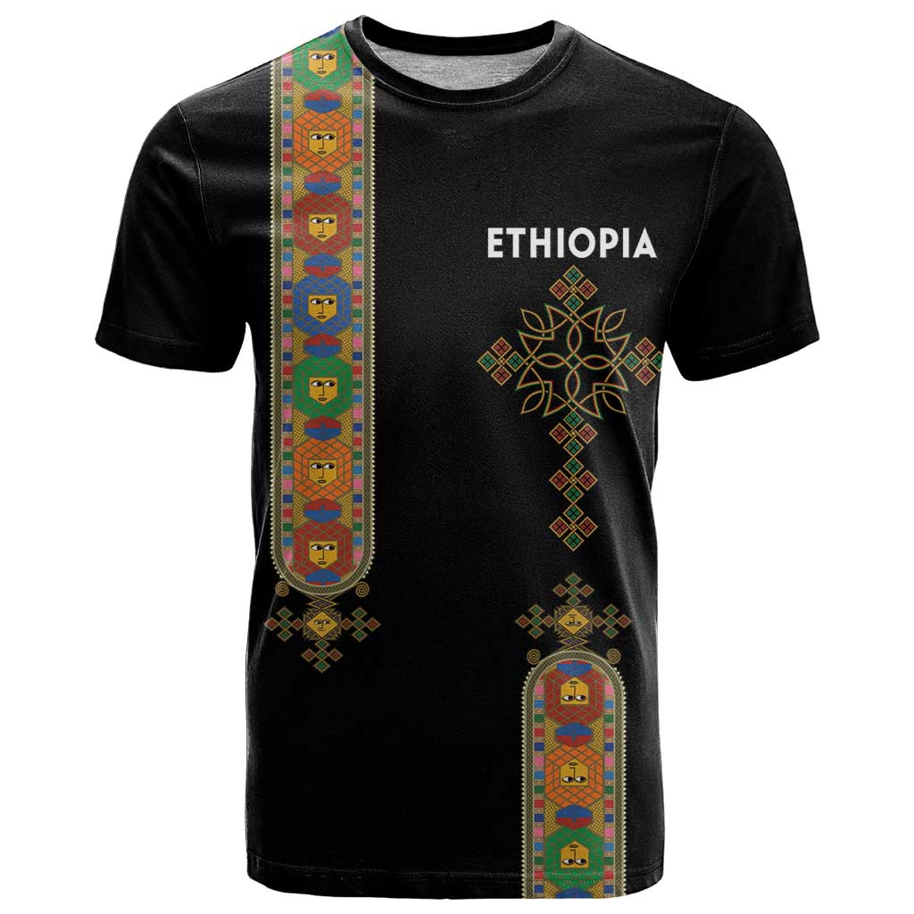 Ethiopia Saba Kemis T Shirt Ethiopian Cross Lion Of Judah Black Color