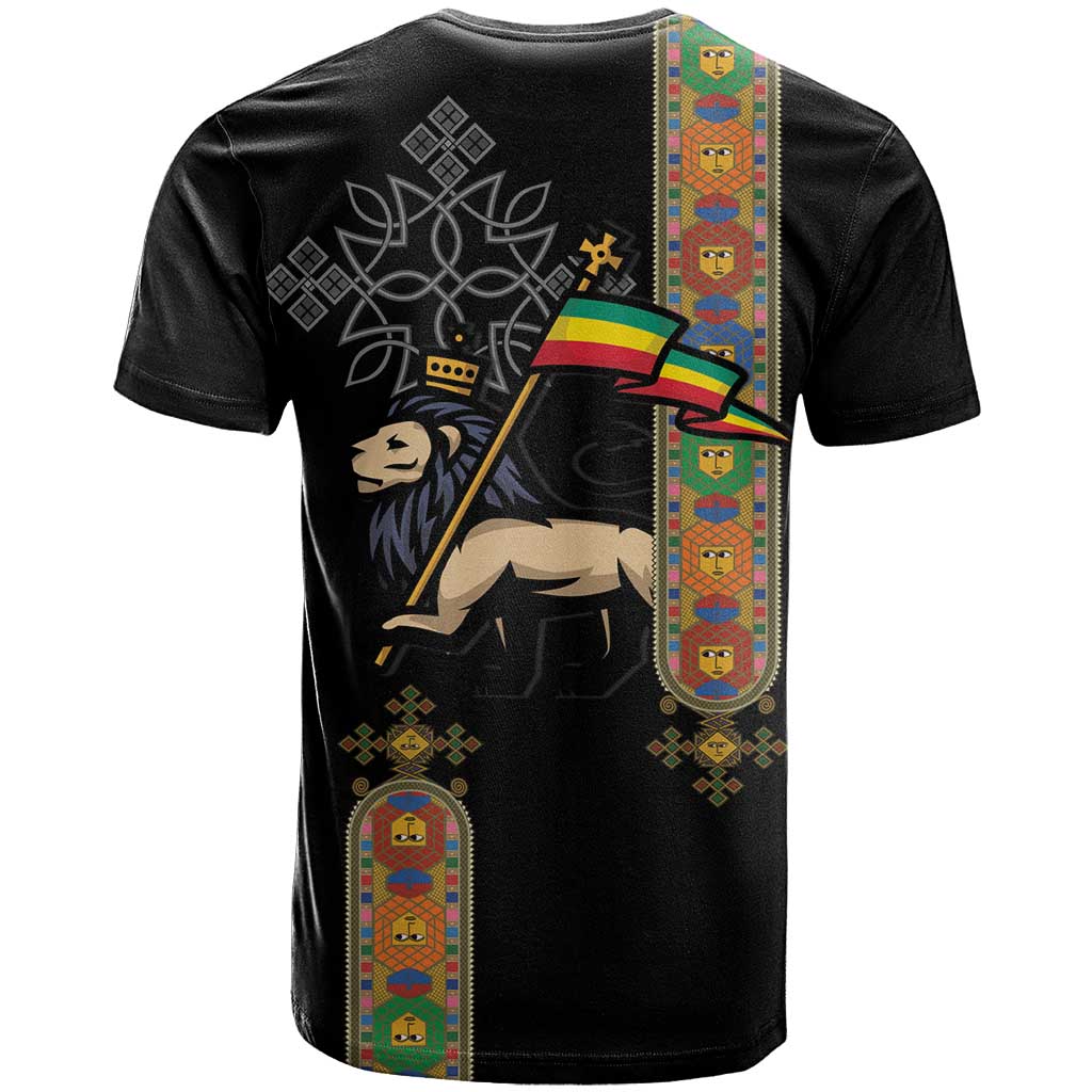 Ethiopia Saba Kemis T Shirt Ethiopian Cross Lion Of Judah Black Color