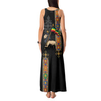 Ethiopia Saba Kemis Tank Maxi Dress Ethiopian Cross Lion Of Judah Black Color