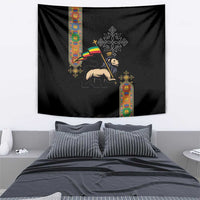 Ethiopia Saba Kemis Tapestry Ethiopian Cross Lion Of Judah Black Color
