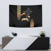 Ethiopia Saba Kemis Tapestry Ethiopian Cross Lion Of Judah Black Color