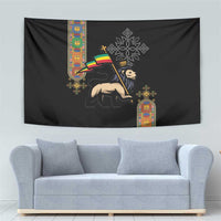 Ethiopia Saba Kemis Tapestry Ethiopian Cross Lion Of Judah Black Color