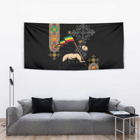 Ethiopia Saba Kemis Tapestry Ethiopian Cross Lion Of Judah Black Color