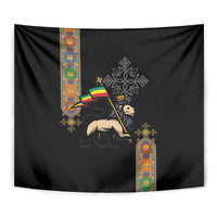 Ethiopia Saba Kemis Tapestry Ethiopian Cross Lion Of Judah Black Color