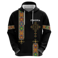 Ethiopia Saba Kemis Zip Hoodie Ethiopian Cross Lion Of Judah Black Color
