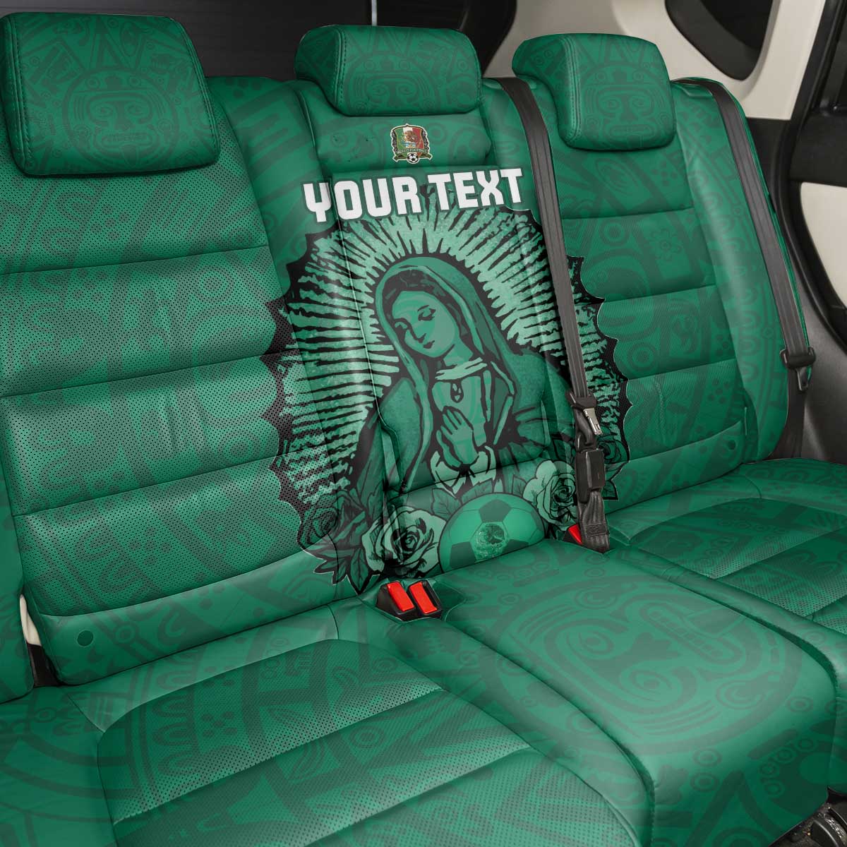 Custom Mexico Guadalupe Football Back Car Seat Cover Viva Mexico