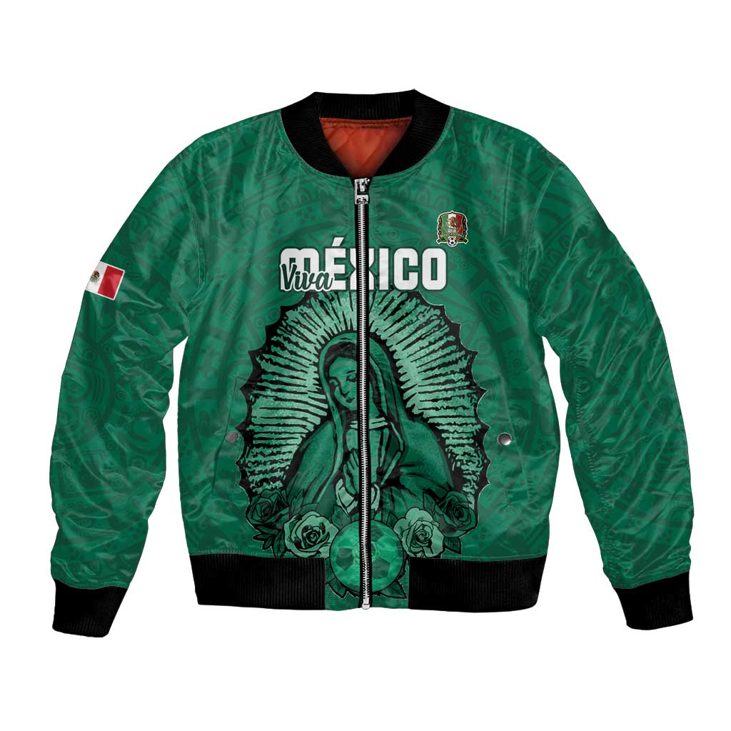 Custom Mexico Guadalupe Football Bomber Jacket Viva Mexico