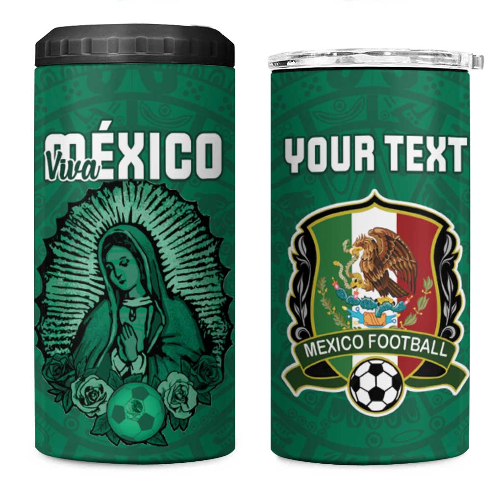 Custom Mexico Guadalupe Football 4 in 1 Can Cooler Tumbler Viva Mexico