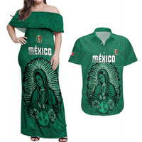 Custom Mexico Guadalupe Football Couples Matching Off Shoulder Maxi Dress and Hawaiian Shirt Viva Mexico
