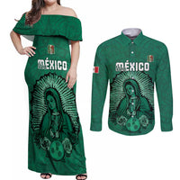 Custom Mexico Guadalupe Football Couples Matching Off Shoulder Maxi Dress and Long Sleeve Button Shirt Viva Mexico