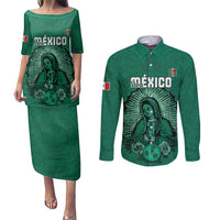 Custom Mexico Guadalupe Football Couples Matching Puletasi and Long Sleeve Button Shirt Viva Mexico