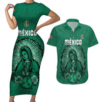 Custom Mexico Guadalupe Football Couples Matching Short Sleeve Bodycon Dress and Hawaiian Shirt Viva Mexico