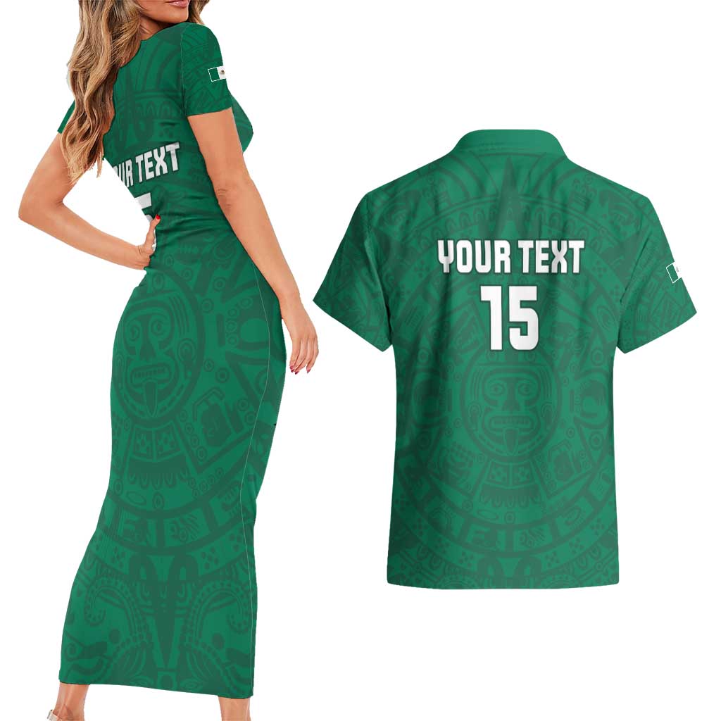 Custom Mexico Guadalupe Football Couples Matching Short Sleeve Bodycon Dress and Hawaiian Shirt Viva Mexico
