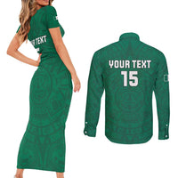 Custom Mexico Guadalupe Football Couples Matching Short Sleeve Bodycon Dress and Long Sleeve Button Shirt Viva Mexico