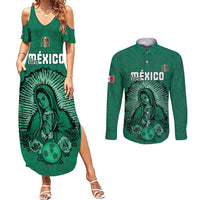 Custom Mexico Guadalupe Football Couples Matching Summer Maxi Dress and Long Sleeve Button Shirt Viva Mexico