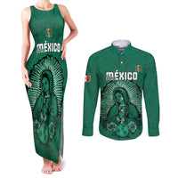 Custom Mexico Guadalupe Football Couples Matching Tank Maxi Dress and Long Sleeve Button Shirt Viva Mexico
