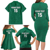 Custom Mexico Guadalupe Football Family Matching Long Sleeve Bodycon Dress and Hawaiian Shirt Viva Mexico