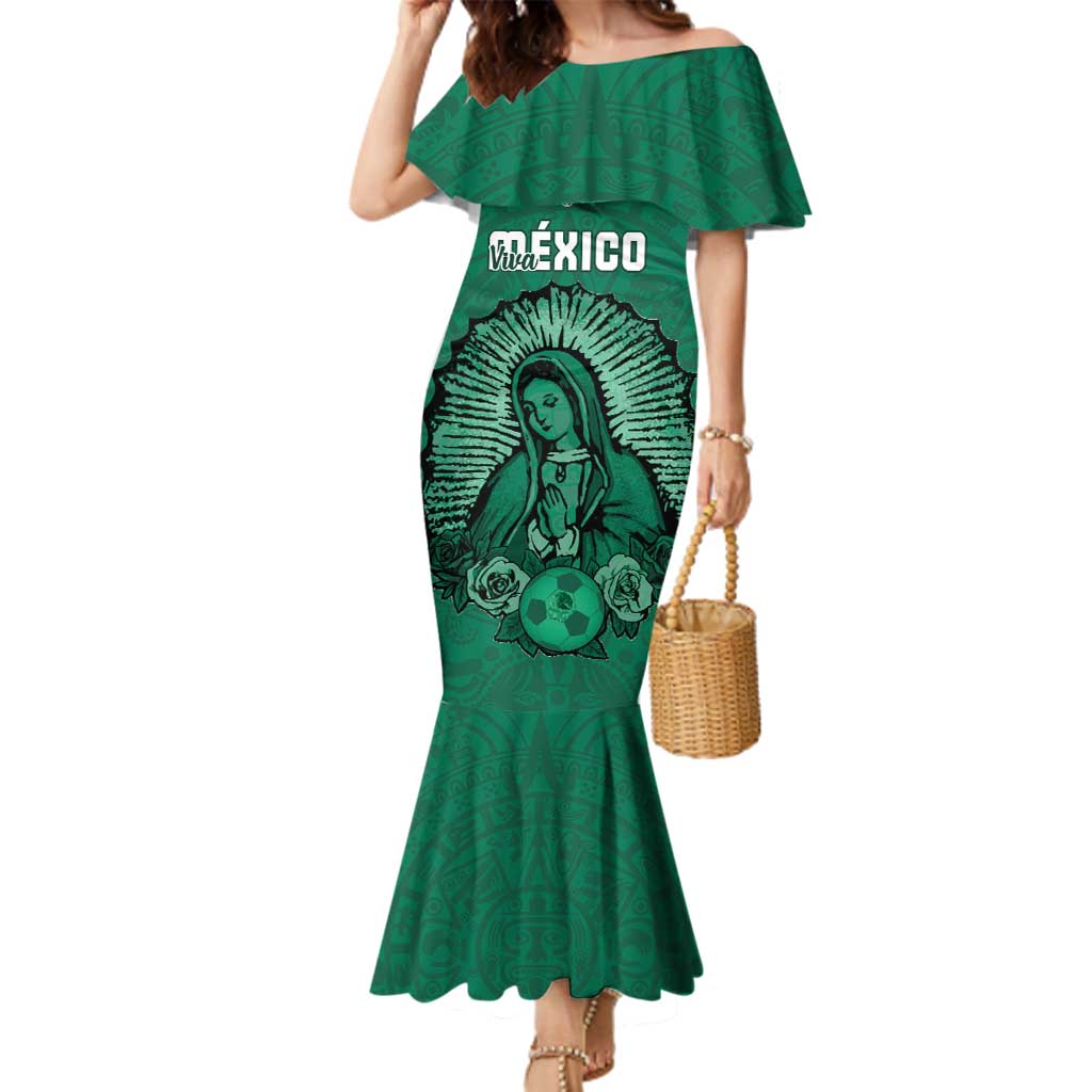 Custom Mexico Guadalupe Football Family Matching Mermaid Dress and Hawaiian Shirt Viva Mexico