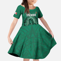 Custom Mexico Guadalupe Football Family Matching Off The Shoulder Long Sleeve Dress and Hawaiian Shirt Viva Mexico