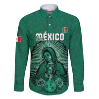 Custom Mexico Guadalupe Football Family Matching Off The Shoulder Long Sleeve Dress and Hawaiian Shirt Viva Mexico