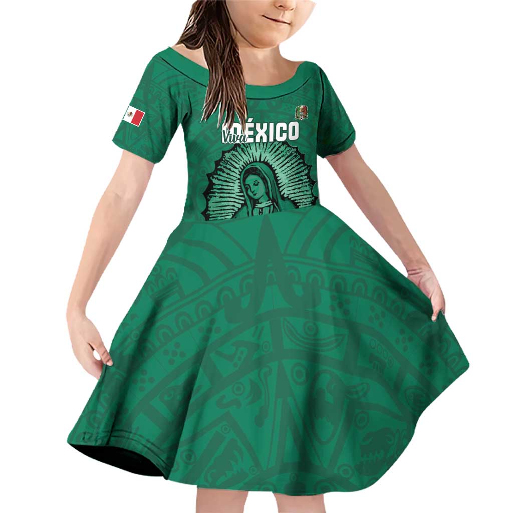 Custom Mexico Guadalupe Football Family Matching Off Shoulder Short Dress and Hawaiian Shirt Viva Mexico