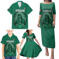 Custom Mexico Guadalupe Football Family Matching Puletasi and Hawaiian Shirt Viva Mexico