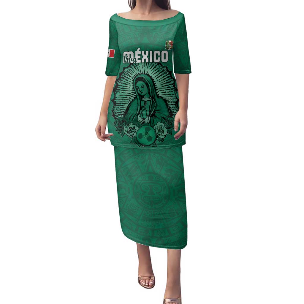 Custom Mexico Guadalupe Football Family Matching Puletasi and Hawaiian Shirt Viva Mexico