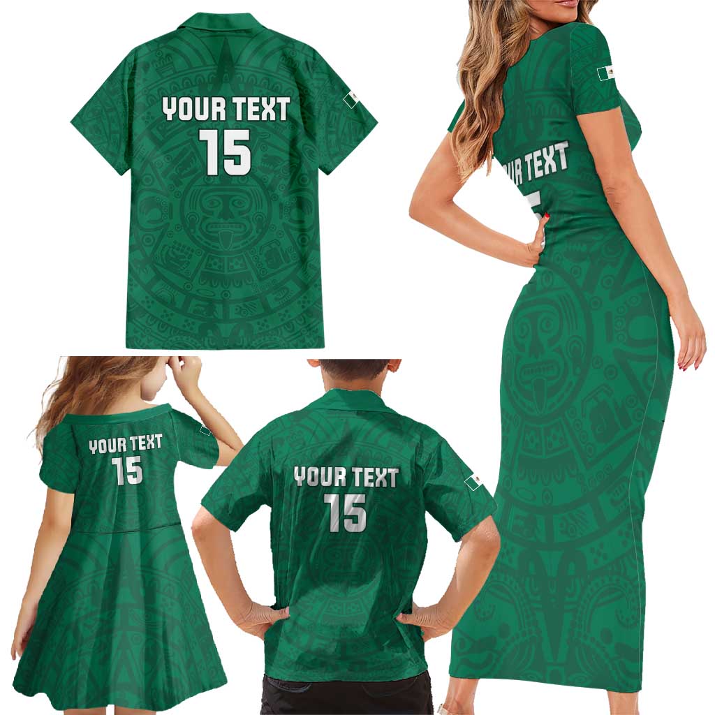 Custom Mexico Guadalupe Football Family Matching Short Sleeve Bodycon Dress and Hawaiian Shirt Viva Mexico