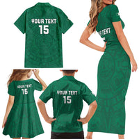 Custom Mexico Guadalupe Football Family Matching Short Sleeve Bodycon Dress and Hawaiian Shirt Viva Mexico