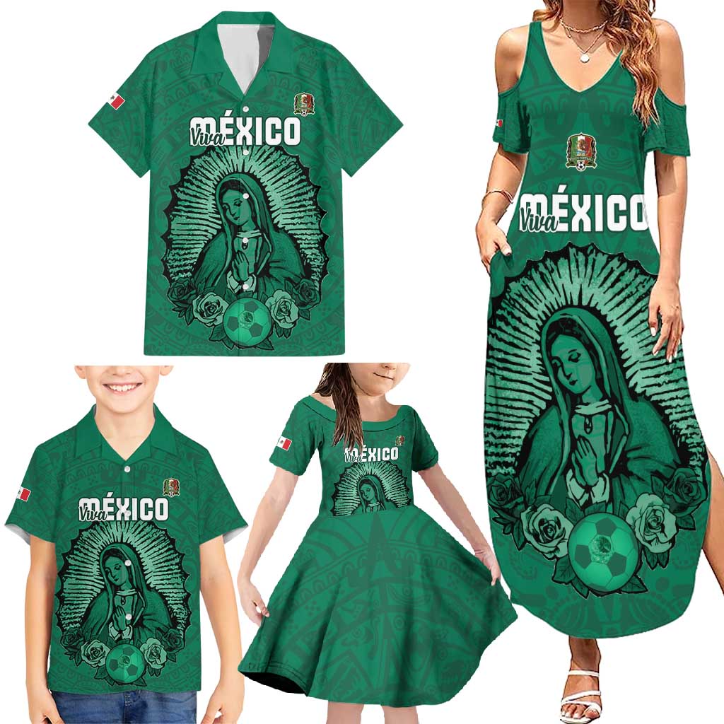 Custom Mexico Guadalupe Football Family Matching Summer Maxi Dress and Hawaiian Shirt Viva Mexico