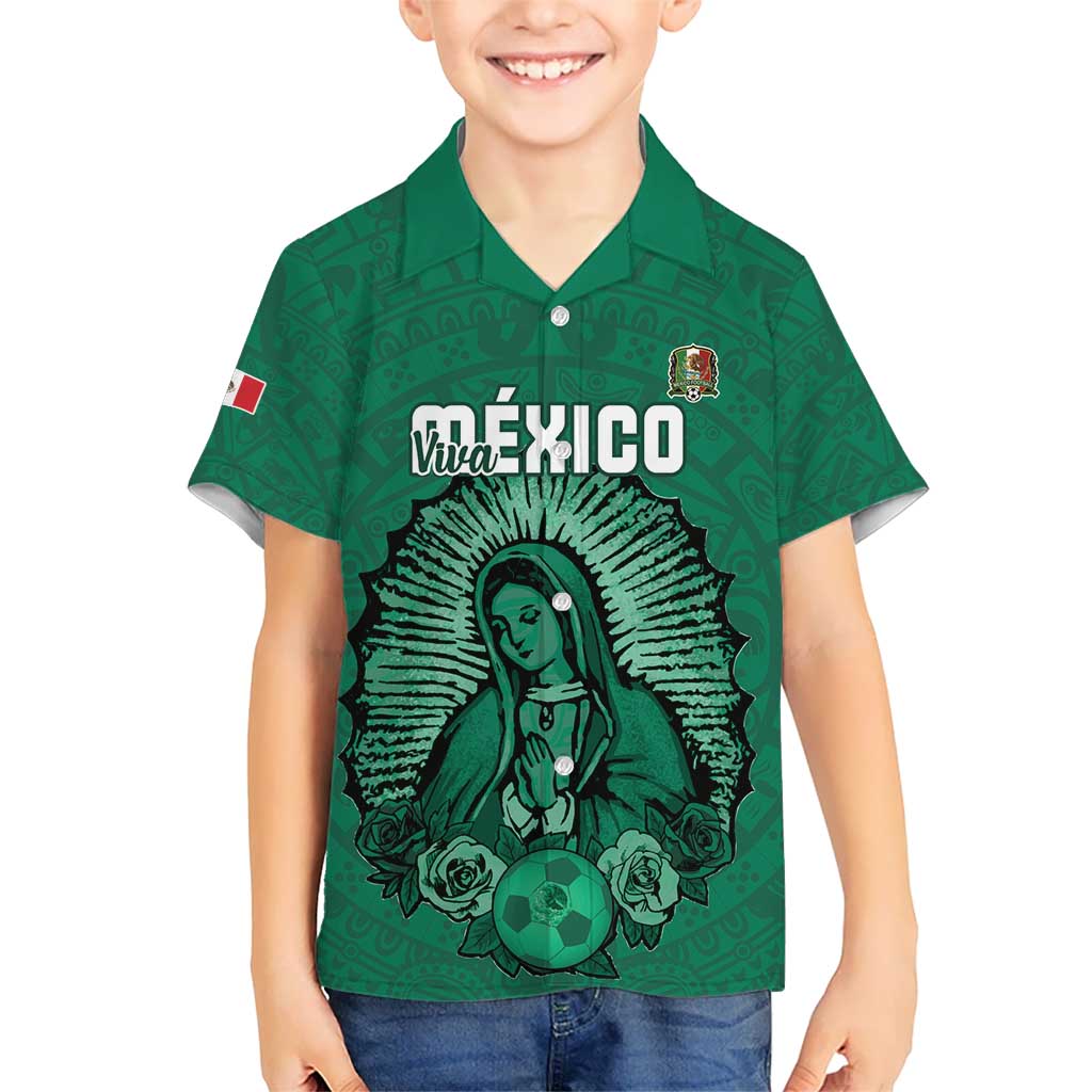 Custom Mexico Guadalupe Football Kid Hawaiian Shirt Viva Mexico