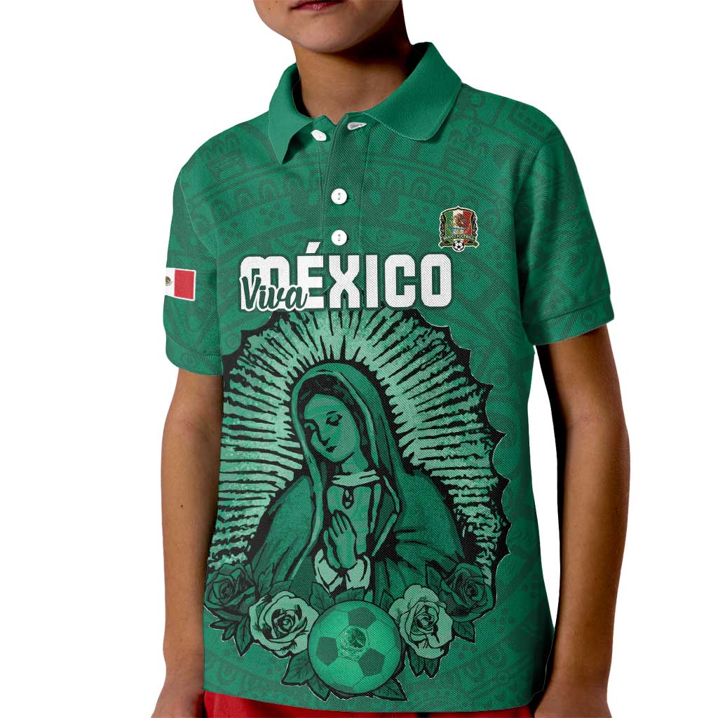 Custom Mexico Guadalupe Football Kid Polo Shirt Viva Mexico