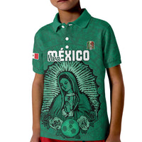 Custom Mexico Guadalupe Football Kid Polo Shirt Viva Mexico