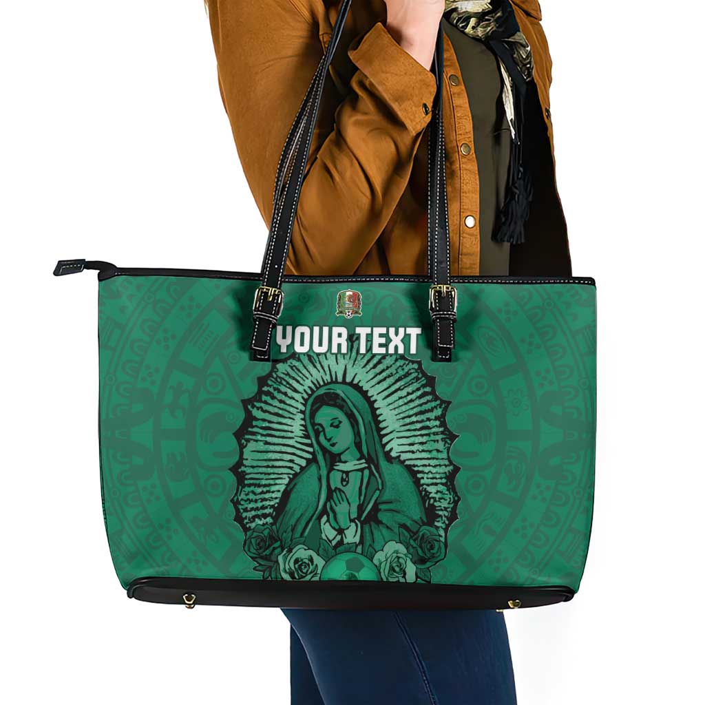 Custom Mexico Guadalupe Football Leather Tote Bag Viva Mexico