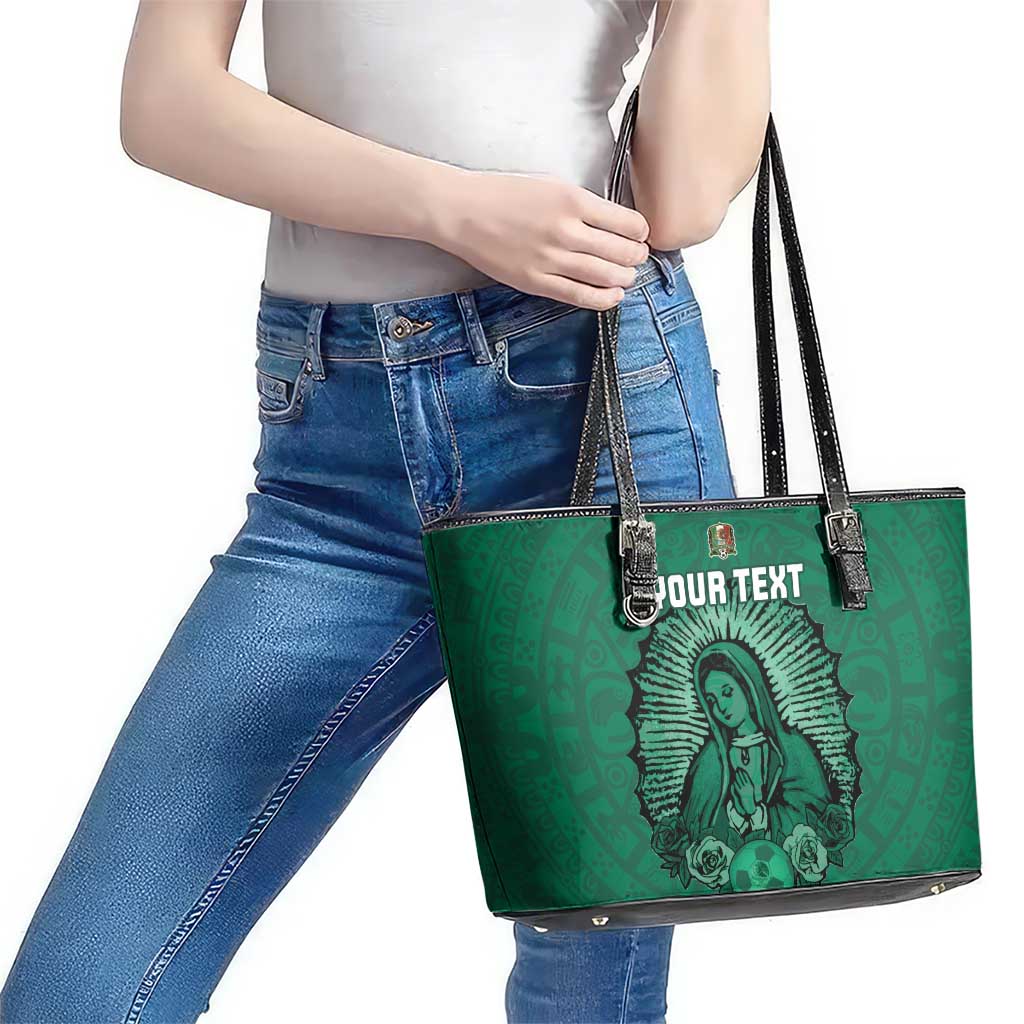 Custom Mexico Guadalupe Football Leather Tote Bag Viva Mexico