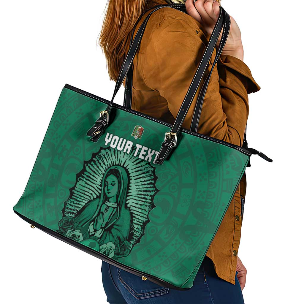 Custom Mexico Guadalupe Football Leather Tote Bag Viva Mexico