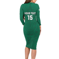 Custom Mexico Guadalupe Football Long Sleeve Bodycon Dress Viva Mexico