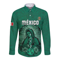 Custom Mexico Guadalupe Football Long Sleeve Button Shirt Viva Mexico