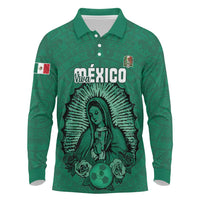 Custom Mexico Guadalupe Football Long Sleeve Polo Shirt Viva Mexico