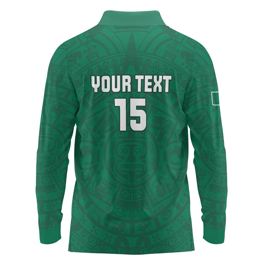 Custom Mexico Guadalupe Football Long Sleeve Polo Shirt Viva Mexico