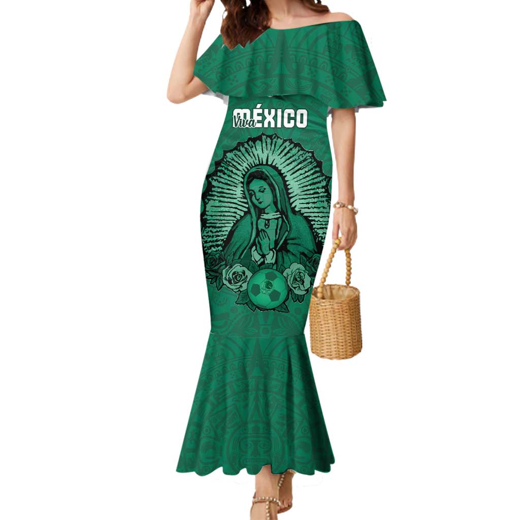Custom Mexico Guadalupe Football Mermaid Dress Viva Mexico