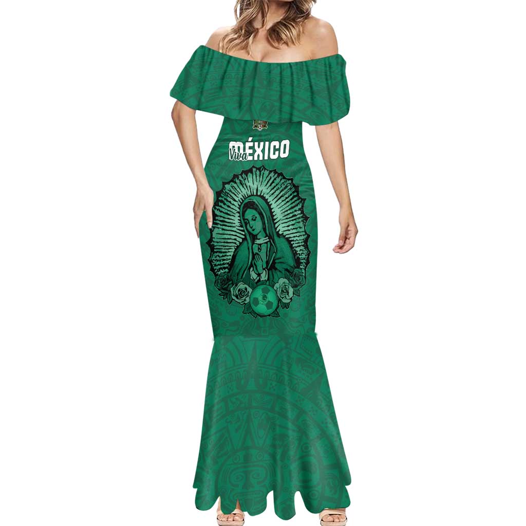 Custom Mexico Guadalupe Football Mermaid Dress Viva Mexico
