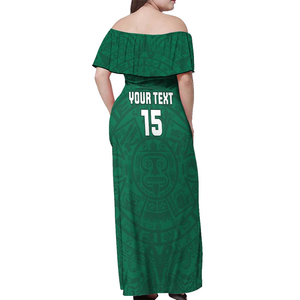 Custom Mexico Guadalupe Football Off Shoulder Maxi Dress Viva Mexico