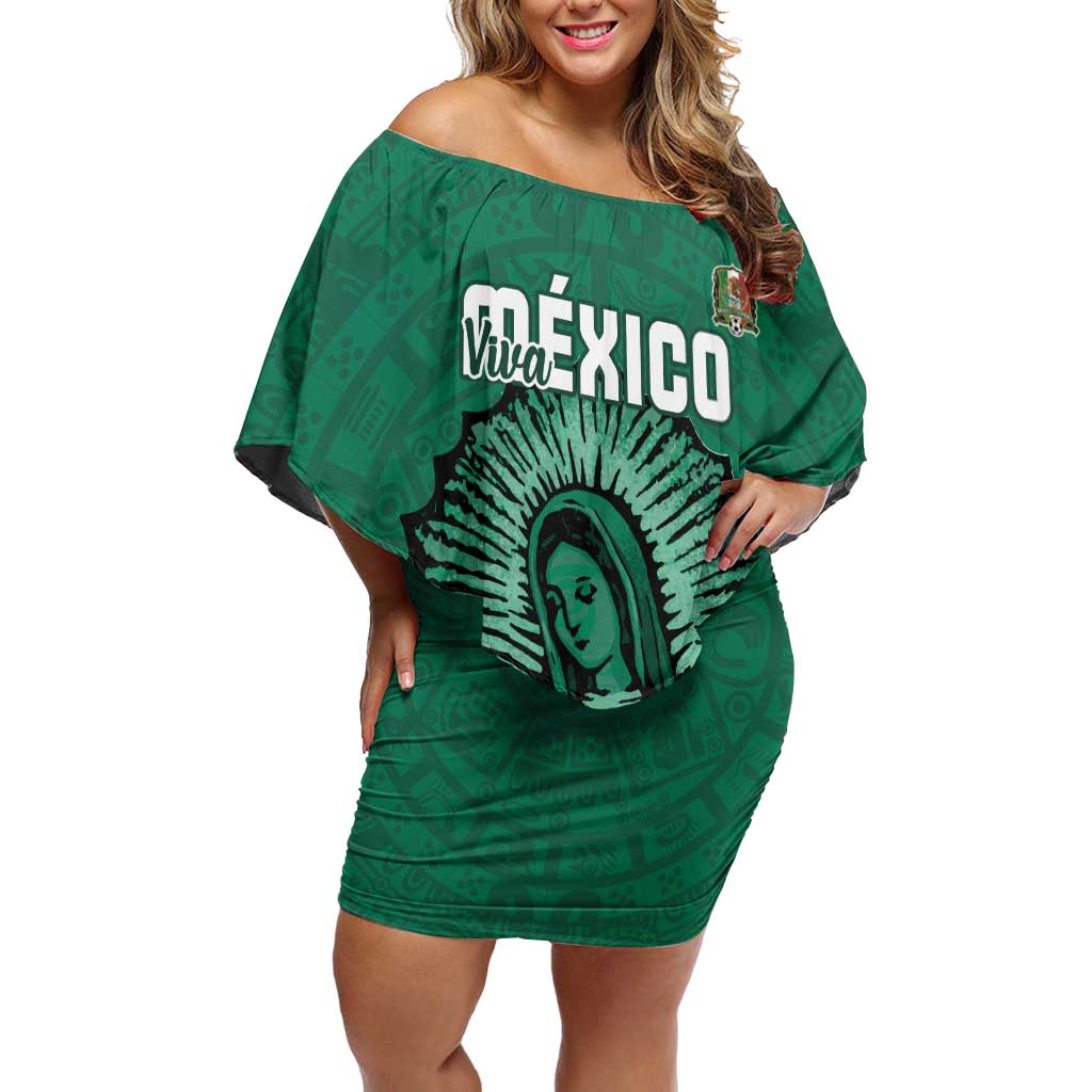 Custom Mexico Guadalupe Football Off Shoulder Short Dress Viva Mexico