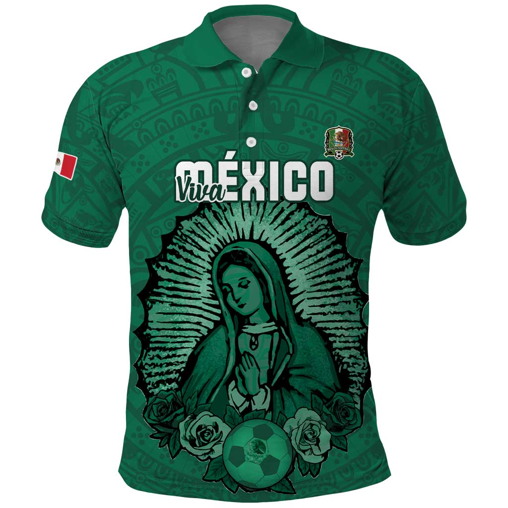 Custom Mexico Guadalupe Football Polo Shirt Viva Mexico